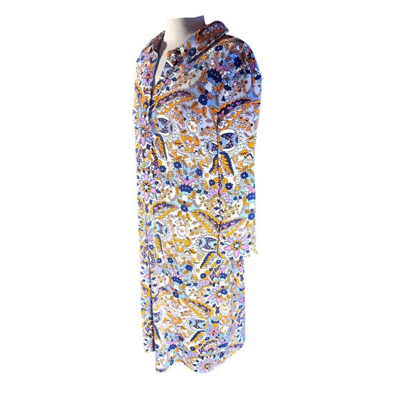 Talbots Womens S Multicolor Paisley Long-Sleeve Pull-On Dress With Buttons - Picture 4 of 9